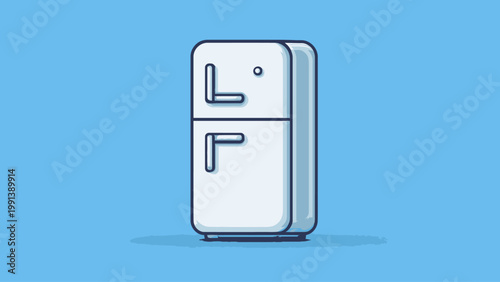 Modern Flat Design Refrigerator Icon Vector Illustration for Kitchen Appliances and Home Electronics in Minimalist Style