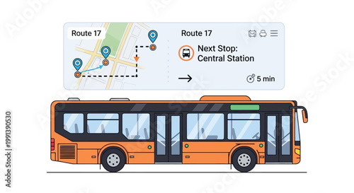 Orange public transportation bus vehicle.