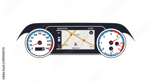 Car Dashboard Speedometer Gauge Cluster.