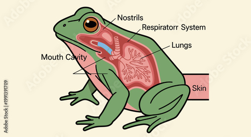 Detailed Diagram of Frog Respiratory System Anatomy.
