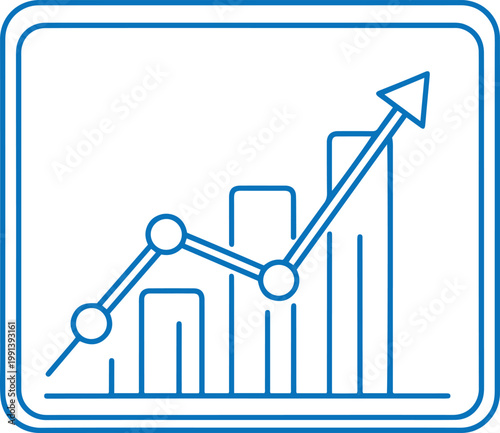 Line graph showing upward trend with bar chart increase business analysis progress performance statistics economic development strategy forecast projection research investment technology