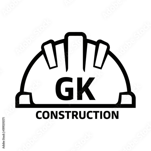 GK Construction Logo with Hard Hat Symbol.