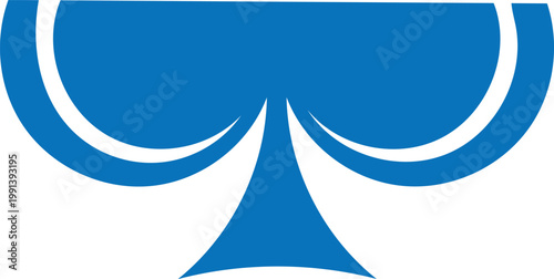 Abstract blue shape resembling a stylized spade or a butterfly wing with abstract art abstract geometric decoration illustration creative minimalist contemporary aesthetics background