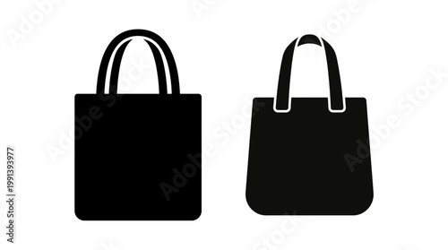 Two black tote bag icons representing shopping and eco-friendly reusable bags.