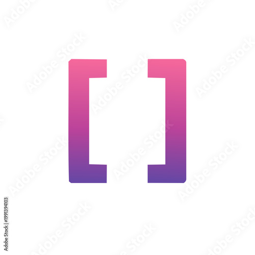 A pink and purple gradient square bracket symbol