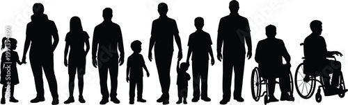 Diverse Group of People Silhouettes Including Men Women Children and Wheelchair Users Representing Inclusion Equality and Global Community