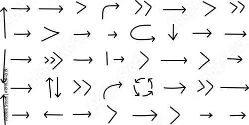 Hand drawn arrows diverse collection of sketchy directional indicators for design illustration