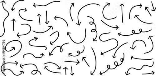 Hand drawn arrows collection diverse sketchy directional indicators for design illustration