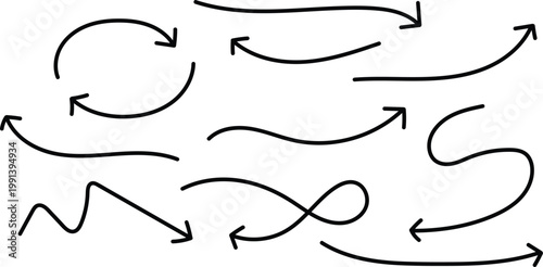 Hand drawn arrows a collection of sketchy hand drawn directional indicators for design