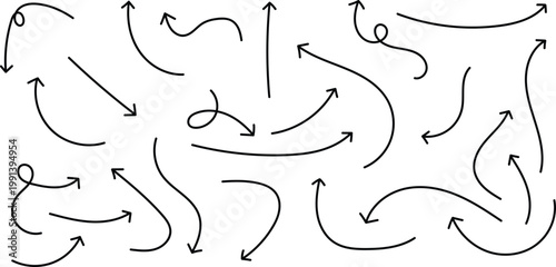 Hand drawn arrows collection of sketchy directional indicators for design conceptual art