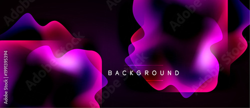 Abstract fluid shapes, vibrant magenta, purple hues. Dark background creates dynamic visual contrast. Modern design element.