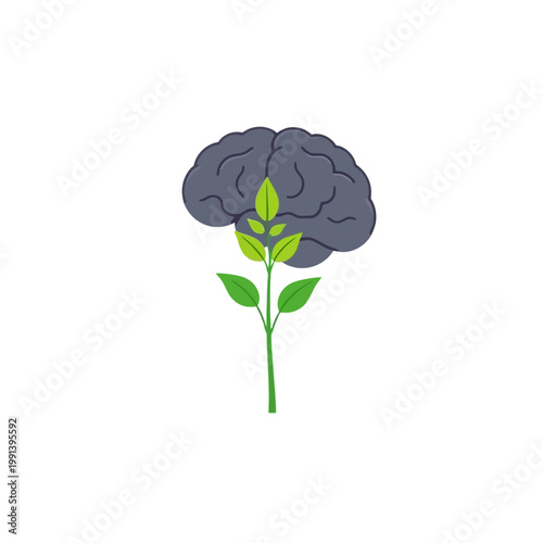 Brain and Plant Growth Concept