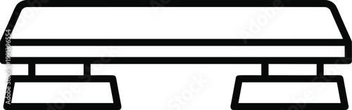 Minimal workout bench line icon, gym fitness strength training equipment for weight lifting exercise, clean outline vector illustration isolated