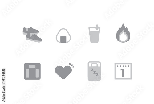 シンプルなヘルスケア関連のアイコンセット（モノクロ