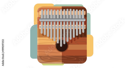 Wooden kalimba thumb piano musical instrument icon.