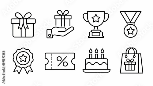 Rewards, Gift, Discount & Loyalty Outline Icons Pack