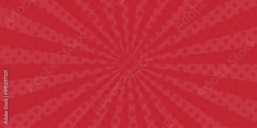 Vector sunburst pattern red halftone design. Vintage paper sunrays illustration. sun beam vector banner design comic burst wallpaper.