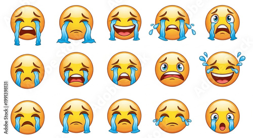 Collection of Crying and Laughing Emoji Faces.