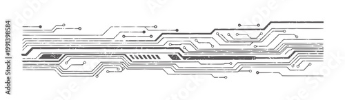 Dark grey circuit board lines with distressed texture white technology electronic