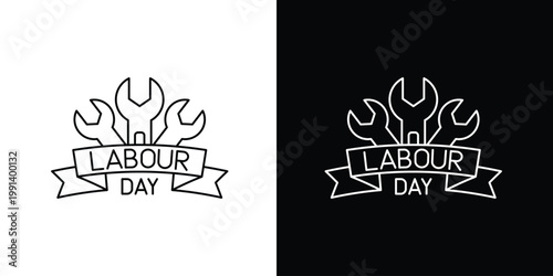 Single Icon of Celebrate Labour Day with a Wrench and Banner Graphic, Honoring Workers and Their Contributions