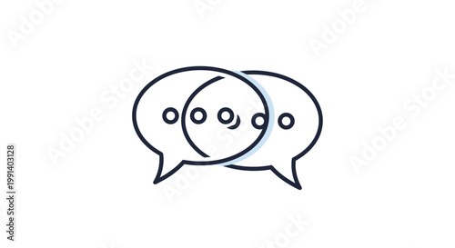Two overlapping chat bubbles icon representing communication, discussion, and social media messaging interface.