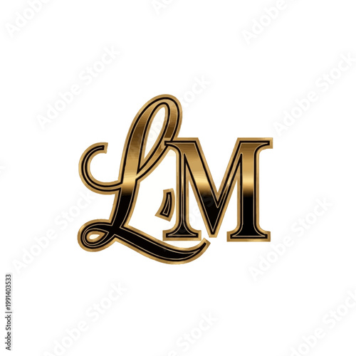 Elegant Golden LM Monogram Logo Design.