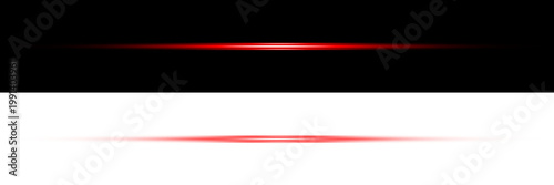 Bild auf Leinwand Red laser beam light effect horizontal glowing line on black and transparent background for professional graphic design and cinematic motion visual