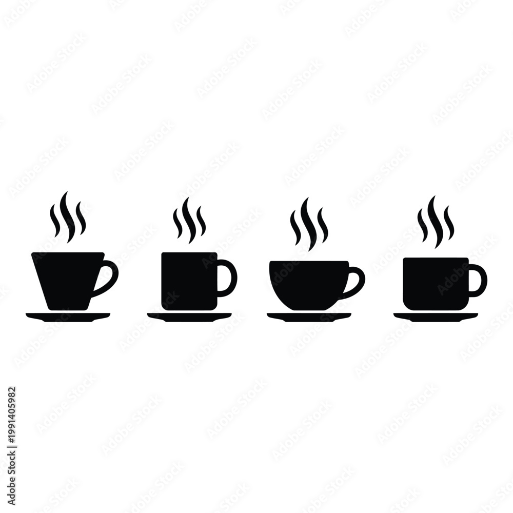 Obraz premium Four Black Coffee Cups Side By Side.