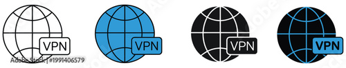 VPN security icon vector, minimal illustration of virtual private network protection with shield and connection lines, modern design suitable for privacy apps, cybersecurity platforms, and IT