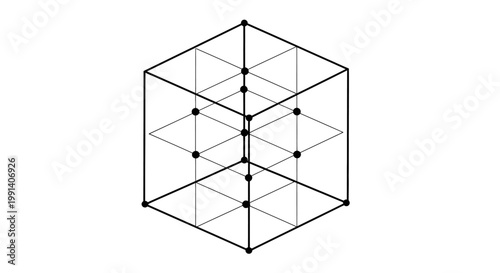 Slika na platnu Crystal Lattice Structure Model Diagram.