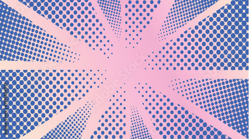 Retro Comic Style Pop Art Halftone Burst Background