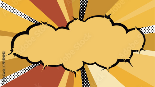 Retro Comic Style Speech Bubble with Radial Sunburst Background