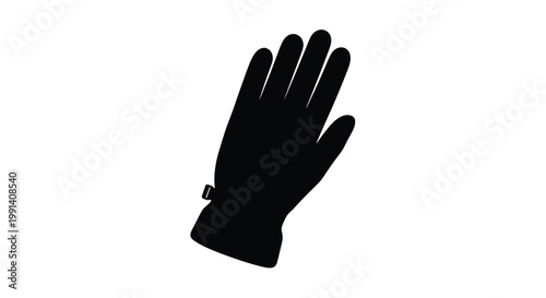 Black glove silhouette against a stark white background handwear depiction