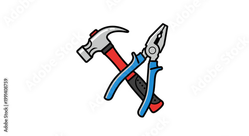 Hammer and pliers crossed tools.
