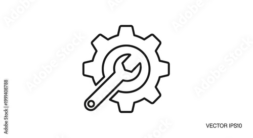 Gear with wrench icon symbol.