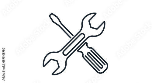 Crossed wrench and screwdriver tools.