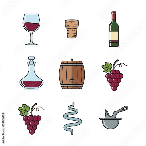 Collection of Wine Making Elements and Accessories.