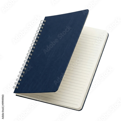 Wallpaper Mural Isolated dark blue hardcover spiral notebook, pages open showing dotted grid, perfect for note taking, journaling, and planning Torontodigital.ca