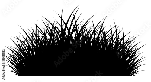 Black silhouette of grass blades.