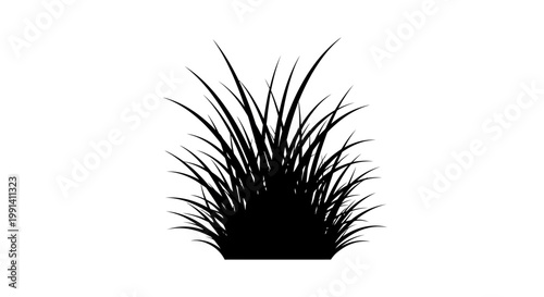 Black silhouette of a grass plant.