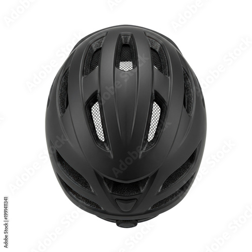 Wallpaper Mural Isolated black cycling helmet viewed from above, showing vents and matte finish, safety gear for sport and outdoor activities Torontodigital.ca