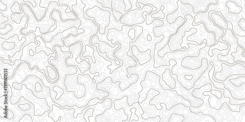Gray abstract topographic map contour lines on white background texture