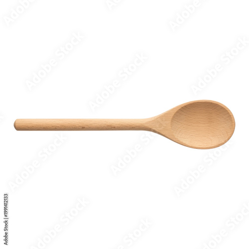 Wallpaper Mural Isolated simple wooden spoon with a smooth bowl and round handle, natural beech wood texture, kitchen utensil for cooking and baking Torontodigital.ca