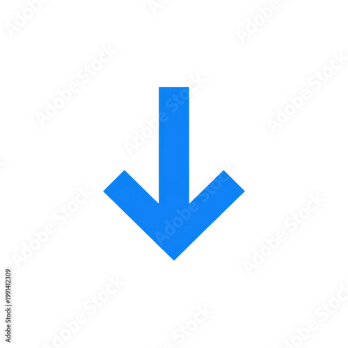 Wallpaper Mural Blue downward pointing arrow symbol, simple clean design, isolated on white, indicating direction or decrease Torontodigital.ca