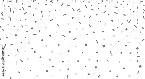 Black confetti on white background.