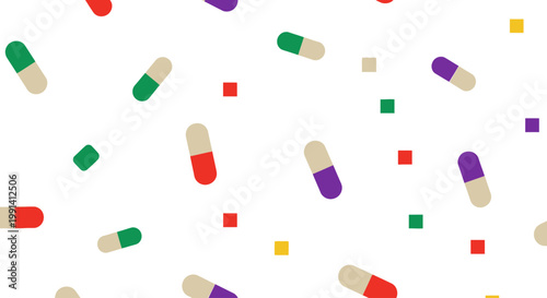 Colorful medicine capsules and pills.