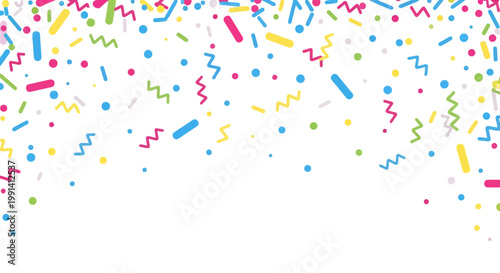 Colorful Confetti on White Background.