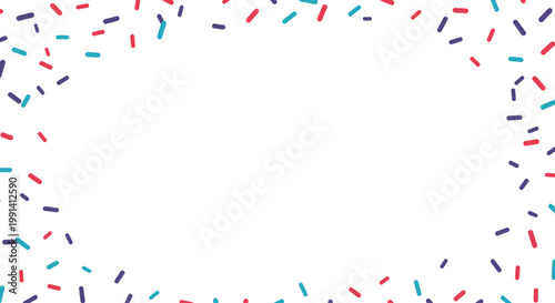 Colorful sprinkles on white background.