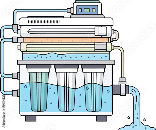 Water filter purification system reverse osmosis equipment vector