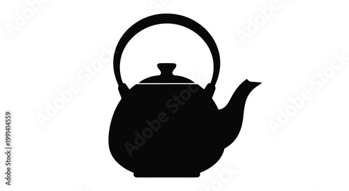 Simple black silhouette of a traditional teapot with a curved handle